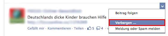 Facebook: Beiträge ausblenden