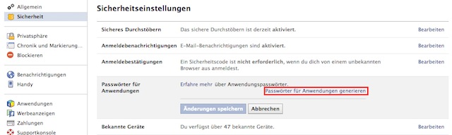 Facebook: Anwendungen und Spiele mit Passwort schützen