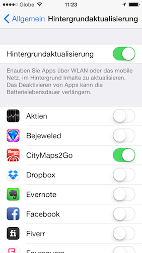 iPhone-Hintergrundaktualisierung