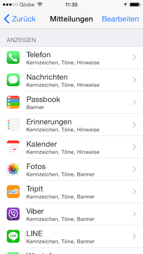 iPhone-Mitteilungen