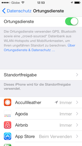 iPhone-Ortungsdienste