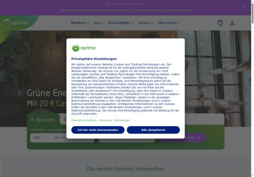 eprimo Website Screenshot