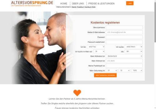 AltersvorSprung.de Website Screenshot
