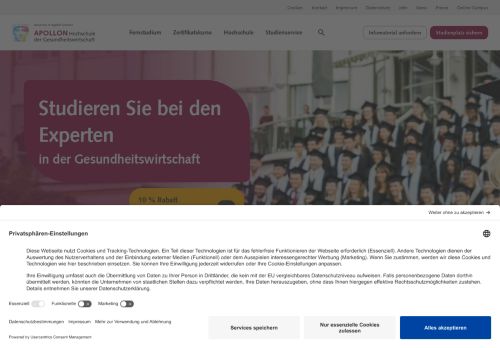 APOLLON Hochschule Website Screenshot