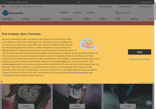 blue tomato Website Screenshot