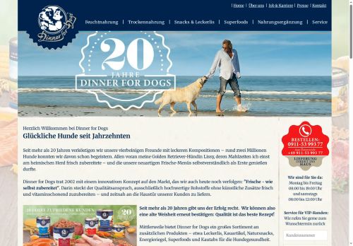Dinner for Dogs Website Screenshot