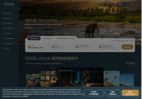 Etihad Airways Website Screenshot