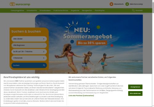 Eurocamp Website Screenshot