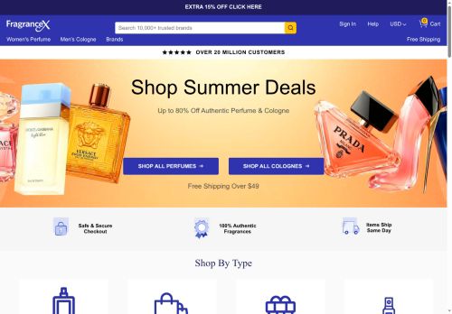 FragranceX Website Screenshot