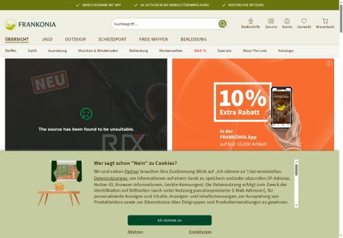 Frankonia Website Screenshot
