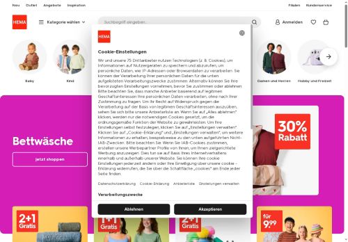 HEMA Website Screenshot