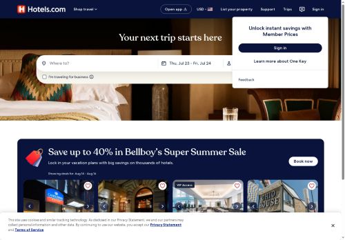 hotels.com Website Screenshot