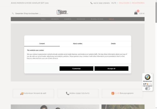 Jeans-Meile.de Website Screenshot