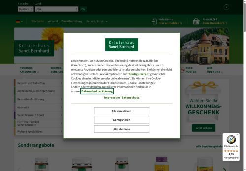 Kräuterhaus Sanct Bernhard Website Screenshot