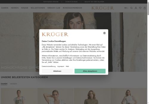 Krüger Dirndl Website Screenshot