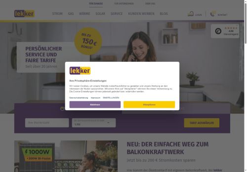 lekker Strom Website Screenshot