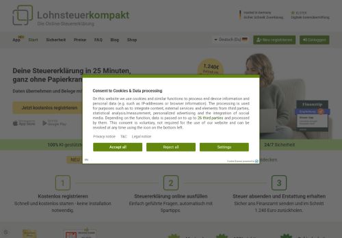 Lohnsteuerkompakt Website Screenshot