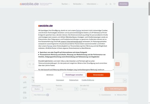 mobile.de Website Screenshot
