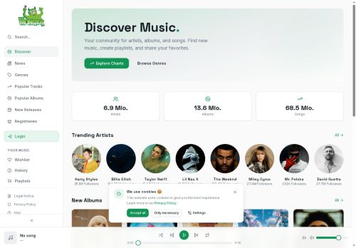 MusicMonster.FM Website Screenshot