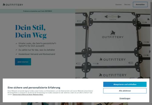 OUTFITTERY Website Screenshot