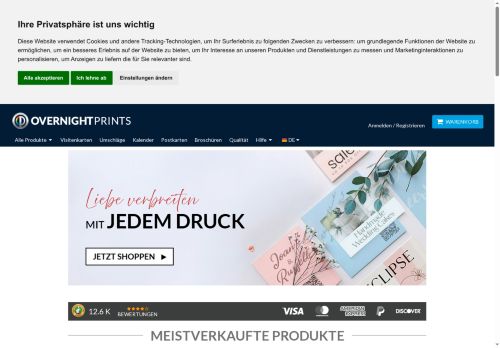 OvernightPrints.de Website Screenshot