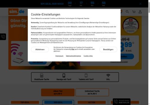 sim.de Website Screenshot