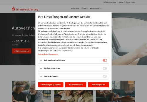 Sparkassen DirektVersicherung Website Screenshot