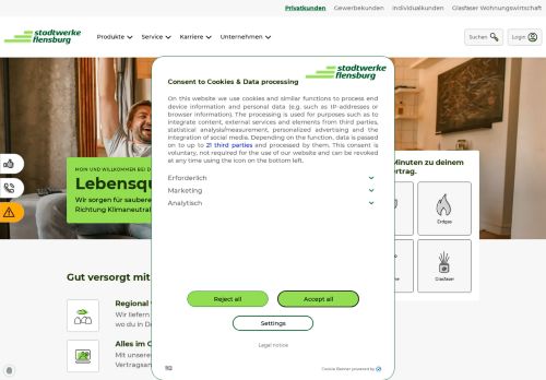 Stadtwerke Flensburg Website Screenshot