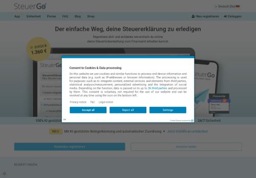 SteuerGo Website Screenshot