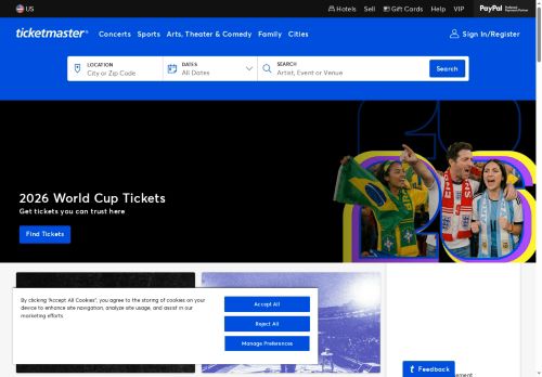 Ticketmaster Website Screenshot