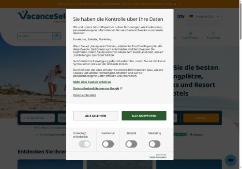 Vacanceselect.de Website Screenshot