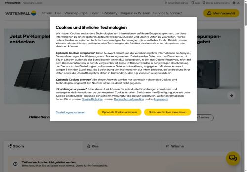 Vattenfall Website Screenshot